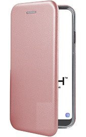 Луксозен кожен калъф тефтер ултра тънък Wallet FLEXI и стойка за Nokia 2.2 2019 златисто розов 